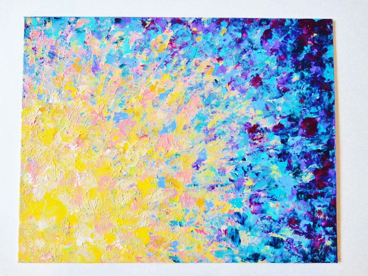 SALE - Beautiful Abstract Acrylic Painting FREE SHIPPING Ocean theme, Water Reflection Sunset Sunrise Artwork Blue, Peach, Pink, Turquoise
