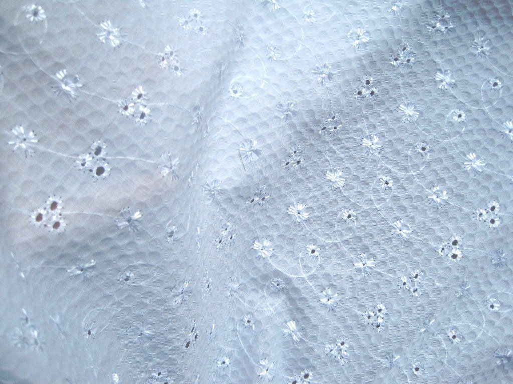 Embroidered Eyelet Lace Fabric, Fat Quarter, White, 18" X 22" inches, For Heirloom, Apparel, Dolls, Home Decor, Mixed Media