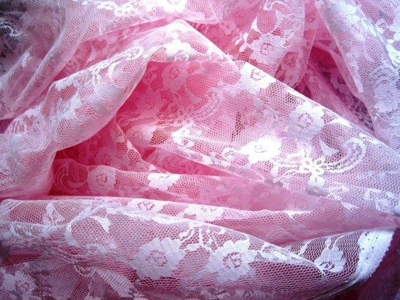Fabric Allover Floral Lace, Fat Quarter, Shabby Pink,18" X 22" inches, For Victorian & Romantic Projects