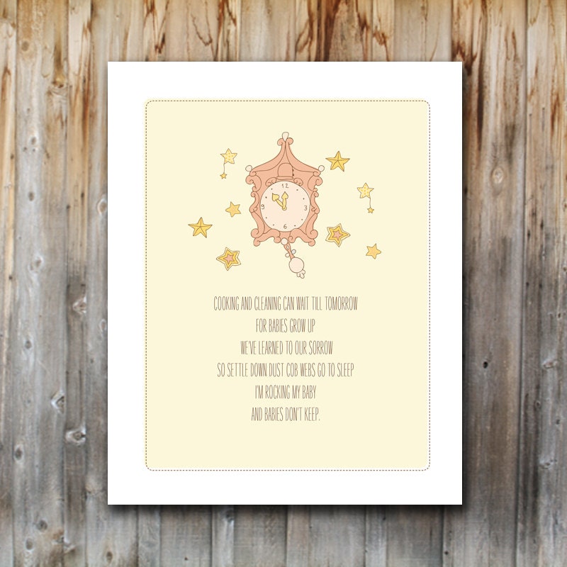 Printable Nursery Poster: Nursery Rhyme, Baby Girl, Mother's Prayer, Digital File, 8x10, Pink, Modern