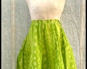 Batik Pleated Skirt - Medium - Hand Dyed - Lime Green