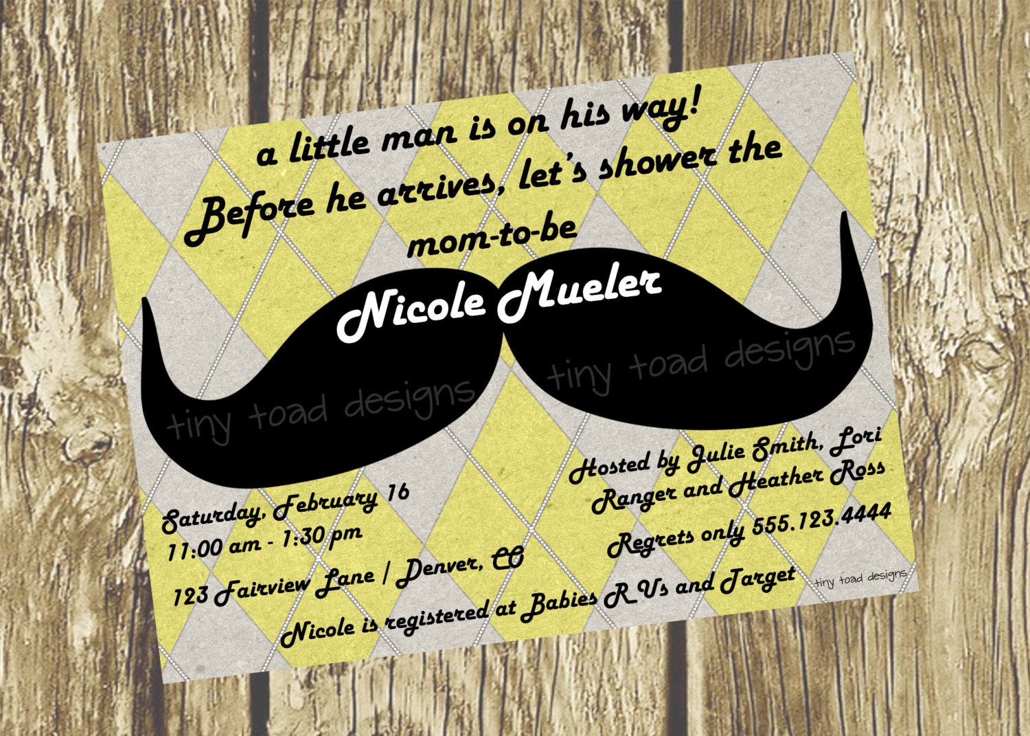 A Little Man is on his way, Mustache Preppy Style - Baby Shower Invitations (Baby Boy), DIY Printable, digital file (item 1053)
