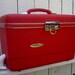 Vintage Suitcase Red Hot Traincase/Luggage/ With Key/Art Case/Mad Men/70s/College Dorm Storage Back to School.