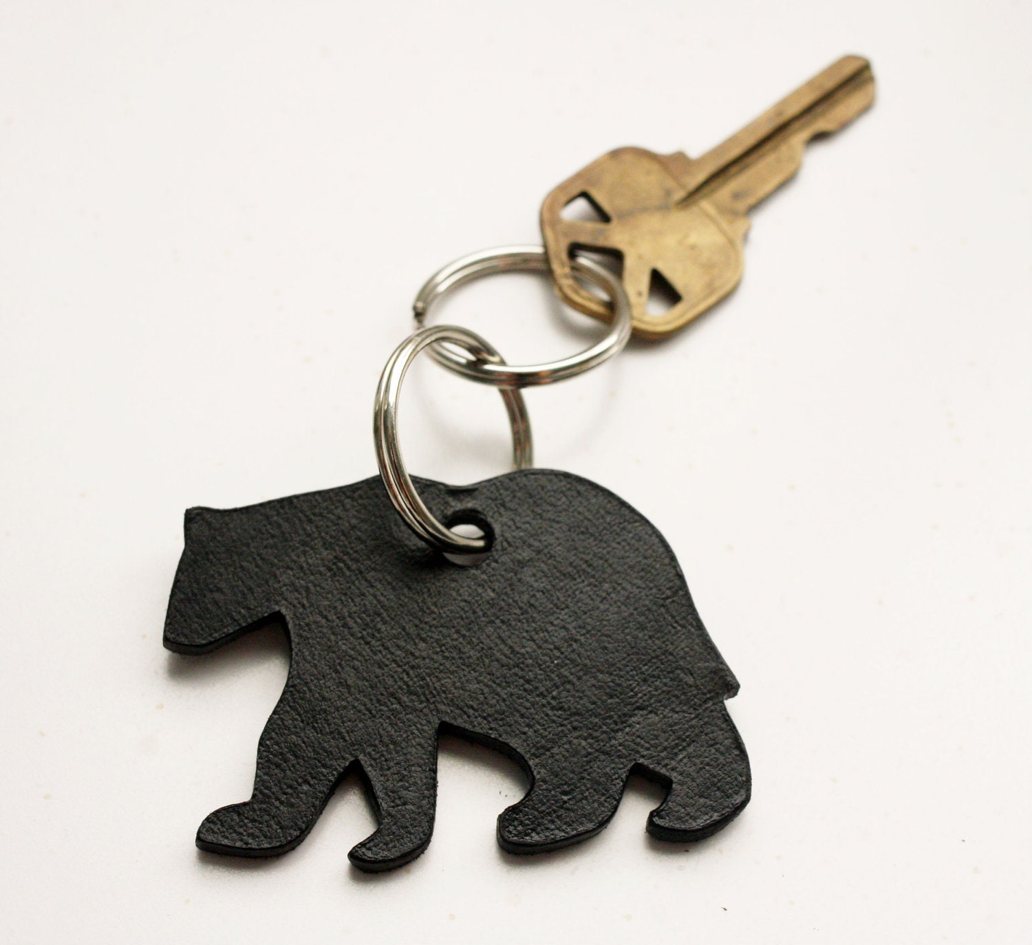 black leather bear keychain