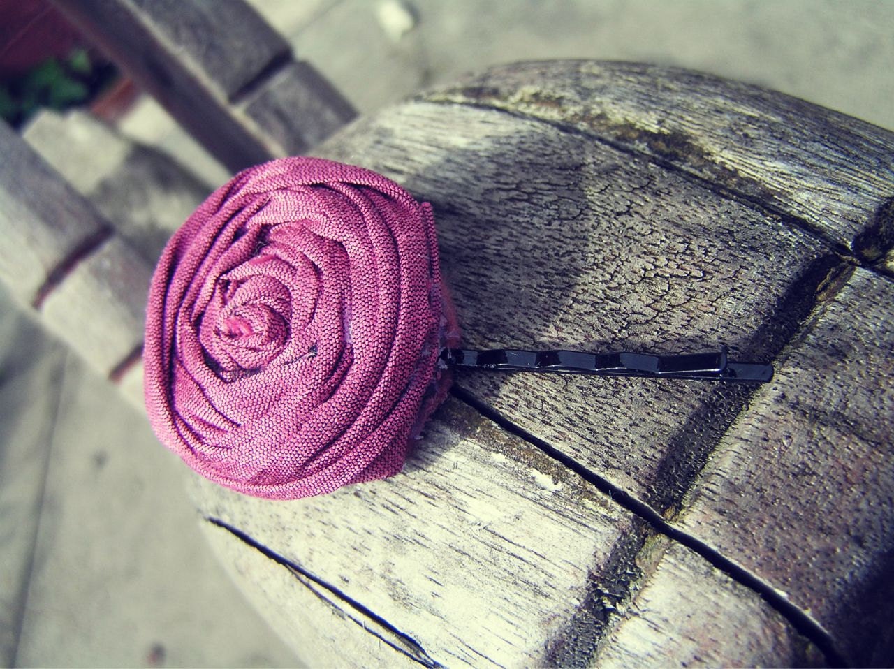 Rosette Bobby  Pink Silk Rosette Flower Bobby Pin for Her