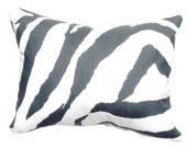 Black and White Mordern Pillow-Charcoal Zebra Throw Pillow-12" X 16 " or 12 X 17" or 12 x 18" Lumbar Pillow