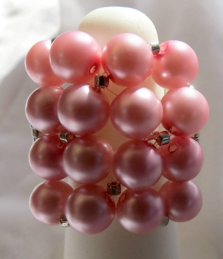Pink Jewelry Pearl Ring Romantic Holiday Season Stocking Stuffer Rose Pearl Cocktail Ring Bridesmaid Birthday Anniversary Christmas