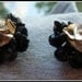 1950s Black Beaded Knot Earrings