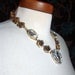 RESERVED Vintage Art Deco Brass and Rhinestone Flower Necklace