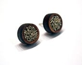 Silver sprinkles wooden earrings