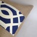 20x20 Navy and White Outdoor Fabric and Burlap Pillow Cover