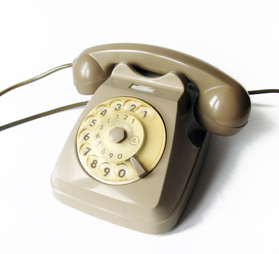Siemens Shabby Chic Brown Grey Vintage Italian Rotary Telephone - Retro Rotary Phone
