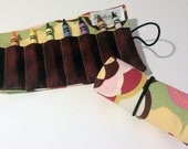 Crayon Roll-up -- Bold Flower Print, Pink, Yellow, Green, Burgundy
