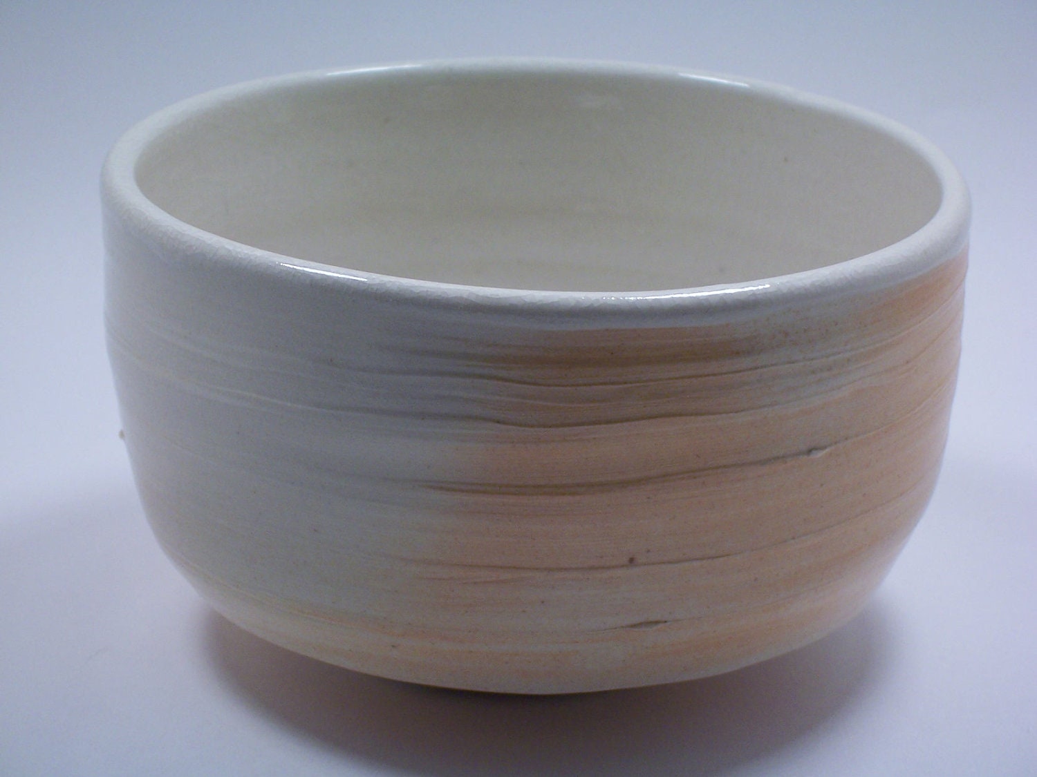 Wood-Fired Chawan (5" D, 3.25" H, W 514g) porcelain w/ shino liner- CA11