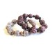 Pink and brown beaded  bracelet with rustic clay beads and wood set of 2