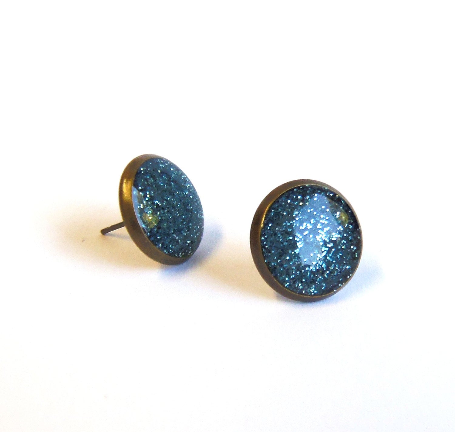 Tiny Stud Earrings on Tiny Stud Earrings Glitter Blue Earring Studs By Agatechristina