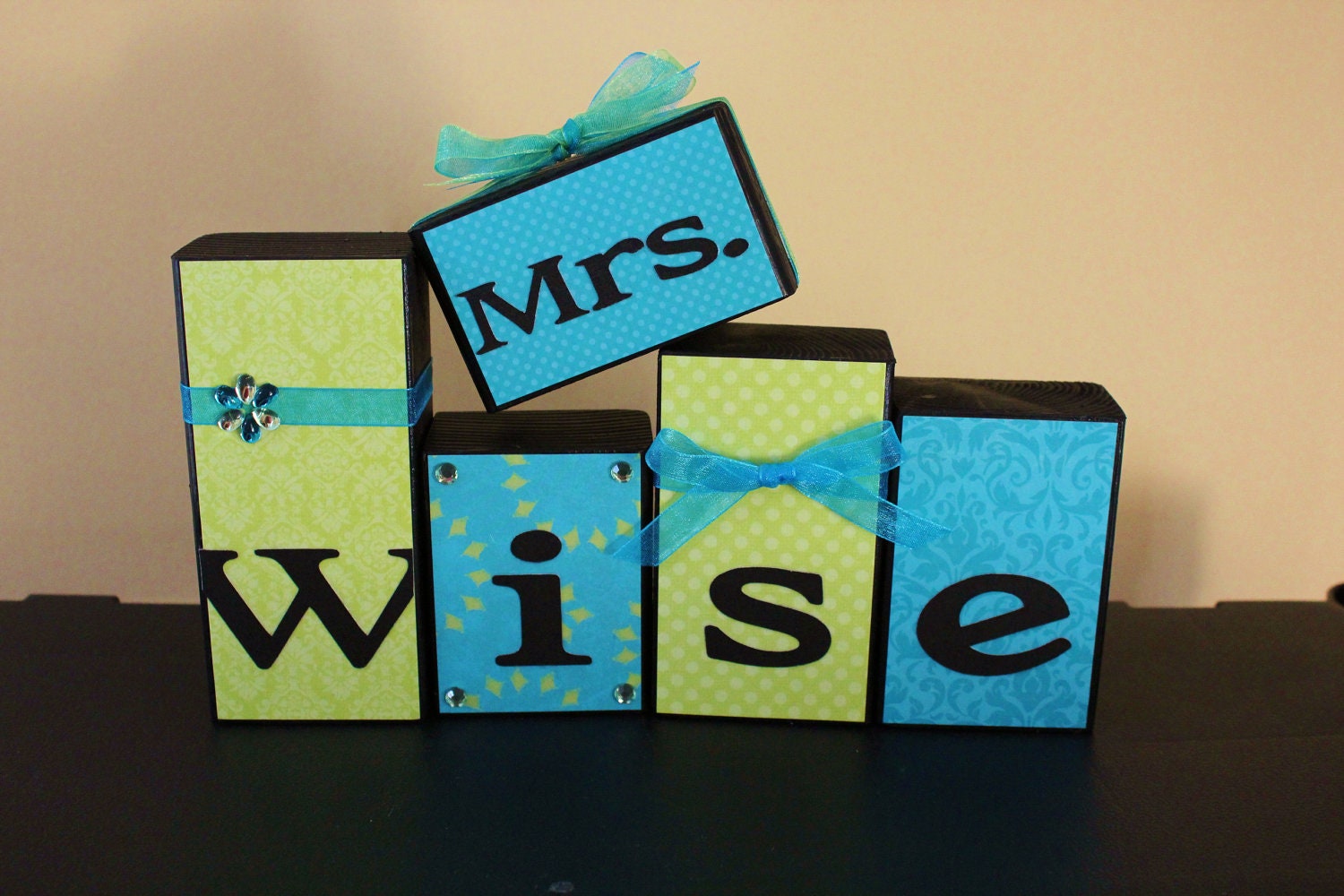 Teachers Name Wooden Block Set Custom Teacher gift Classroom decor personalized