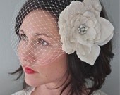 Couture birdcage veil- Ivory