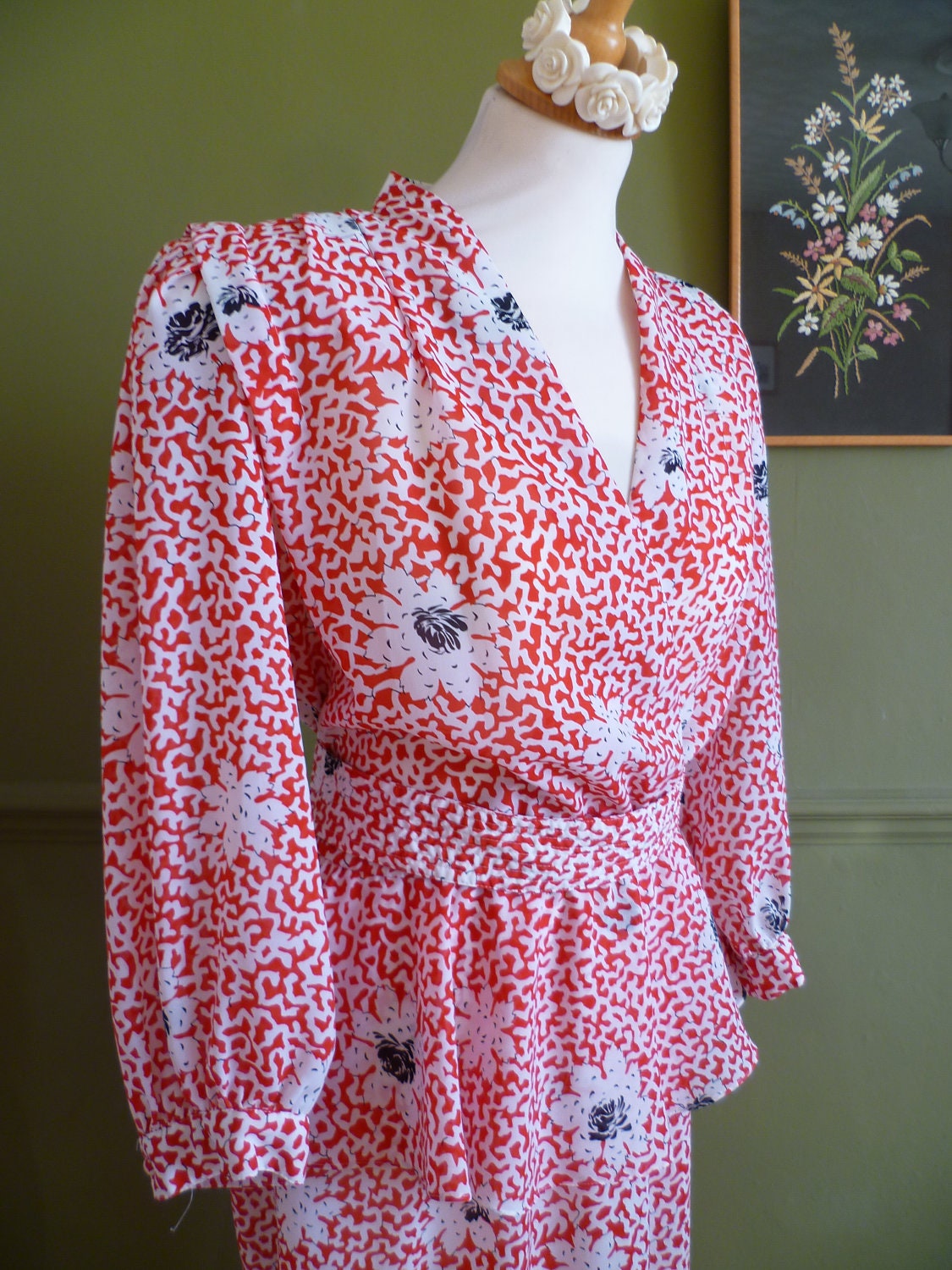 1940s STYLE 1980s peplum dress - M/L