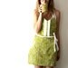 Green Spoon Apron - moss olive mod pattern retro adjustable cotton hostess apron with ruffles, pockets