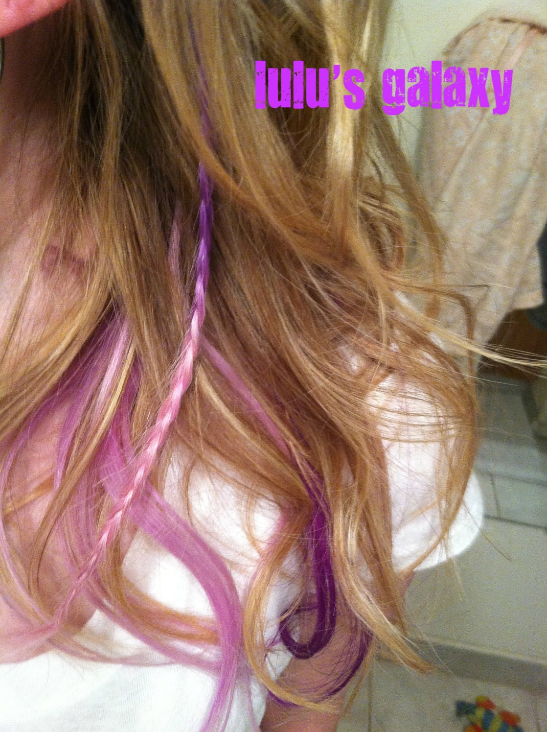 BRAID pastel pink and lavender traditional braid/ hair extension/ weft clip-in/natural hair/ boho/ hippie hair/ READY to SEND
