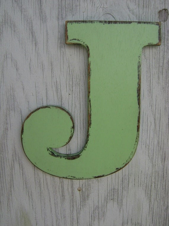 wall letter J -wood sign decor- cottage style wedding sign initial sign