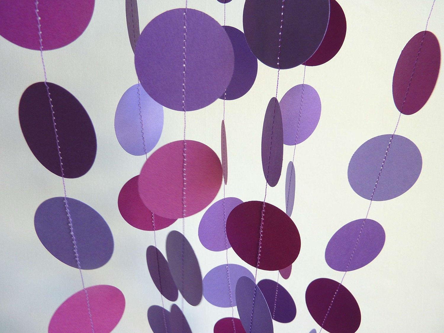 Purple Garland, Paper Circle Garland, Birthday