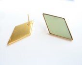 S A L E - Formica Lozenge-shaped Delicate Earrings in Mint Green