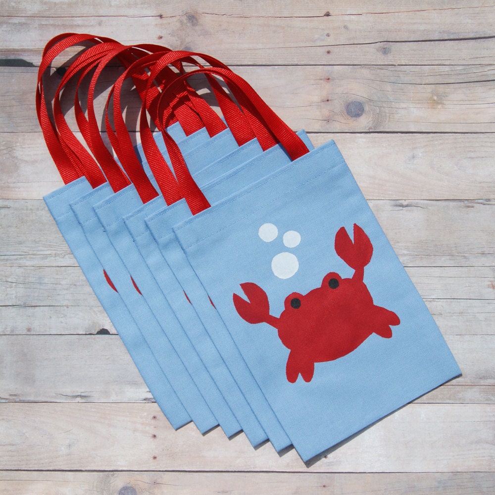 Crab Favor Bags : Set of 6 Under the Sea Party Goodie Bags Il_170x135