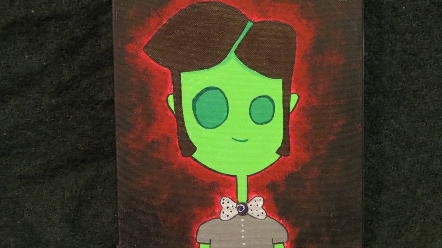 Zombie Boy. 10x8 Acrylic Canvas. Original Cartoon