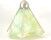 Stained Glass Pendant Lamp Green White Amber Handmade