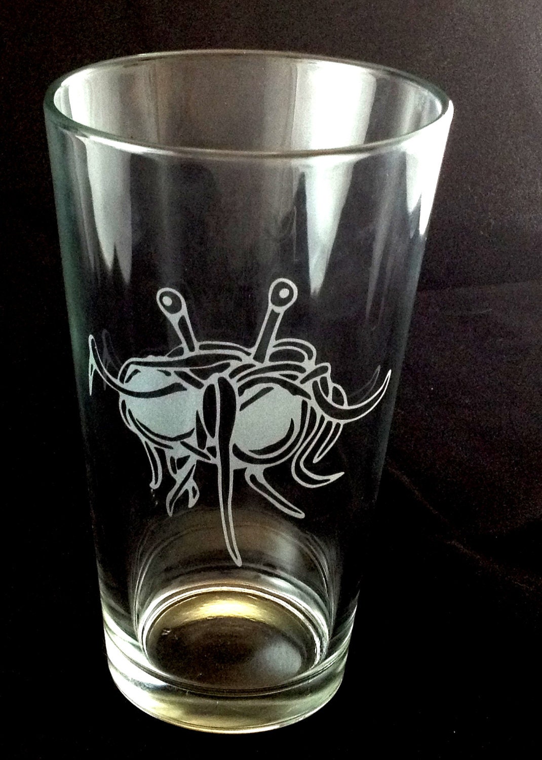 Flying Spaghetti Monster Pastafarianism Custom Etched Pint Glass FSM