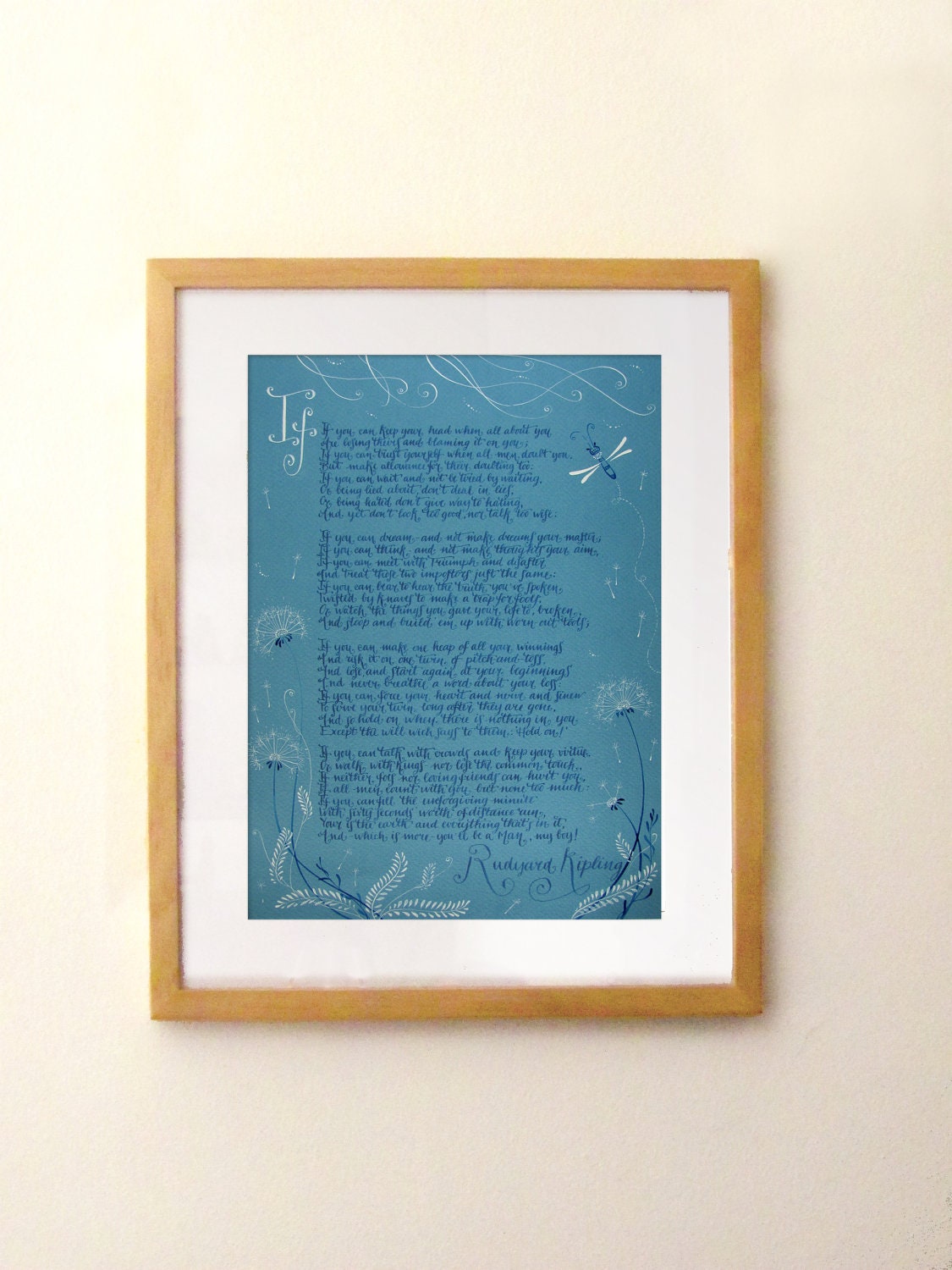 Rudyard Kipling Poster - If (21x29,7 cm) - A4 Blue or Cream, Made to order