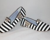 Striped Black and White Loafer Flats