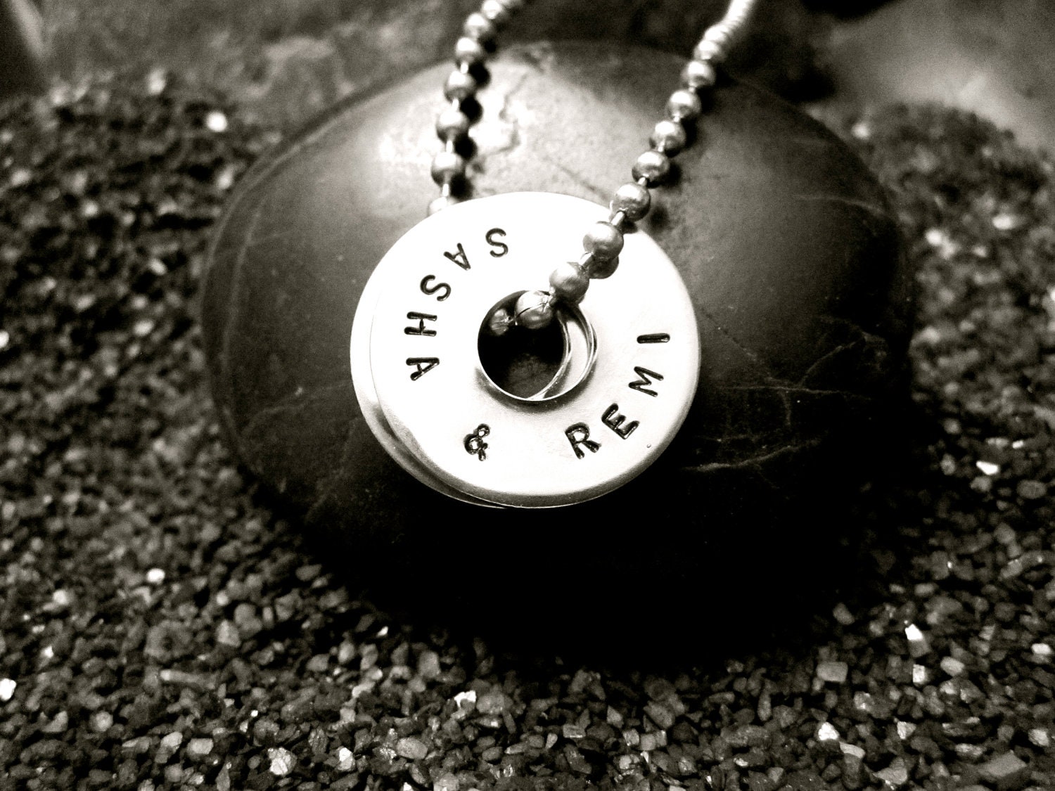 Love Tokens hand stamped stainless steel necklace