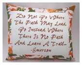 Cross Stitch Pillow, Emerson Quote, Fall Autumn Colors Pillow, Inspirational Quote