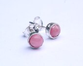 Sterling silver pink Rhodochrosite studs