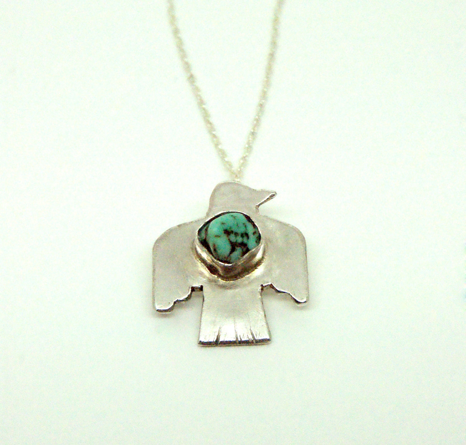 Sterling silver & turquoise Thunderbird necklace
