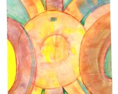 Original Abstract Painting Colorful on paper.  Modern wall art. Acrylico, watercolor, indian ink, mixed media: 51 X 34.5 cm. Special Price.