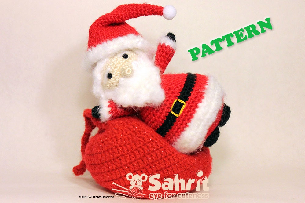 PATTERN Santa Claus Amigurumi Doll Crochet Christmas Holiday With Present Sack