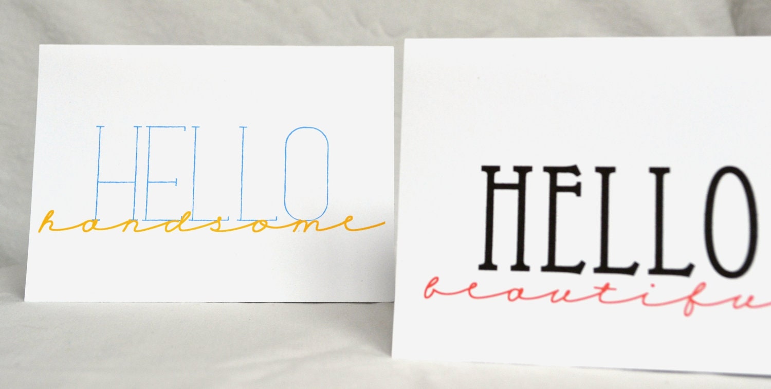 Greeting Cards (set of four) - Hello Cards - Miss You Cards
