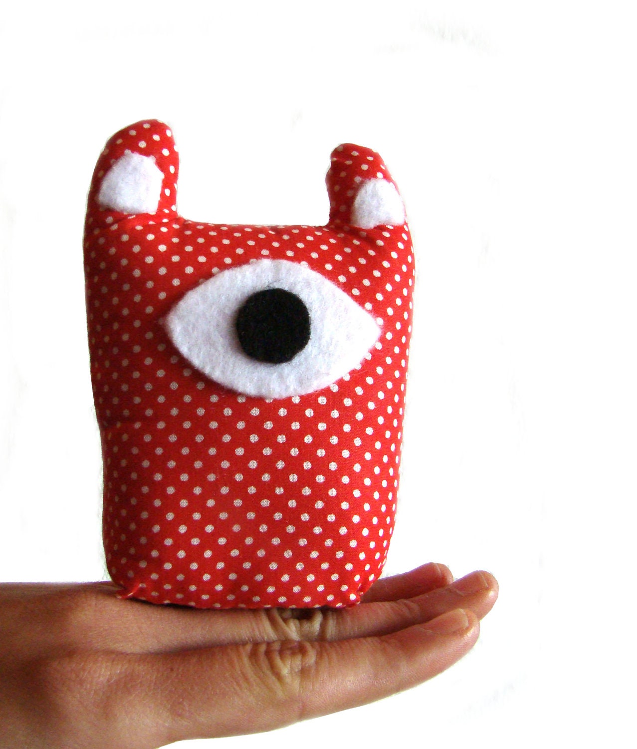 Red Monster Plush with polka dots