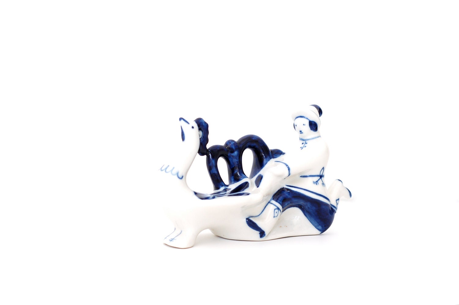 Unique Porcelain Figurine in Blue and White -Russian