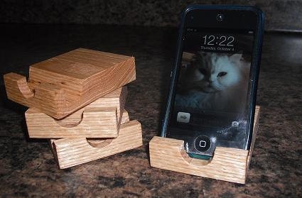 iPhone itouch stand,  Solid Oak wood