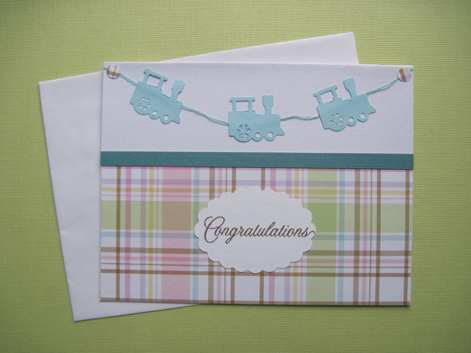 Baby Boy Blue Train Congratulations Card, 4 1/2 x 5 3/4