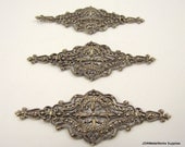 Antiqued Brass Filigree Marquise, 64x23mm, 5 Pieces