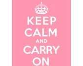 Keep Calm Carry On Print, Keep Calm, Light Pink, 5x7 inch print