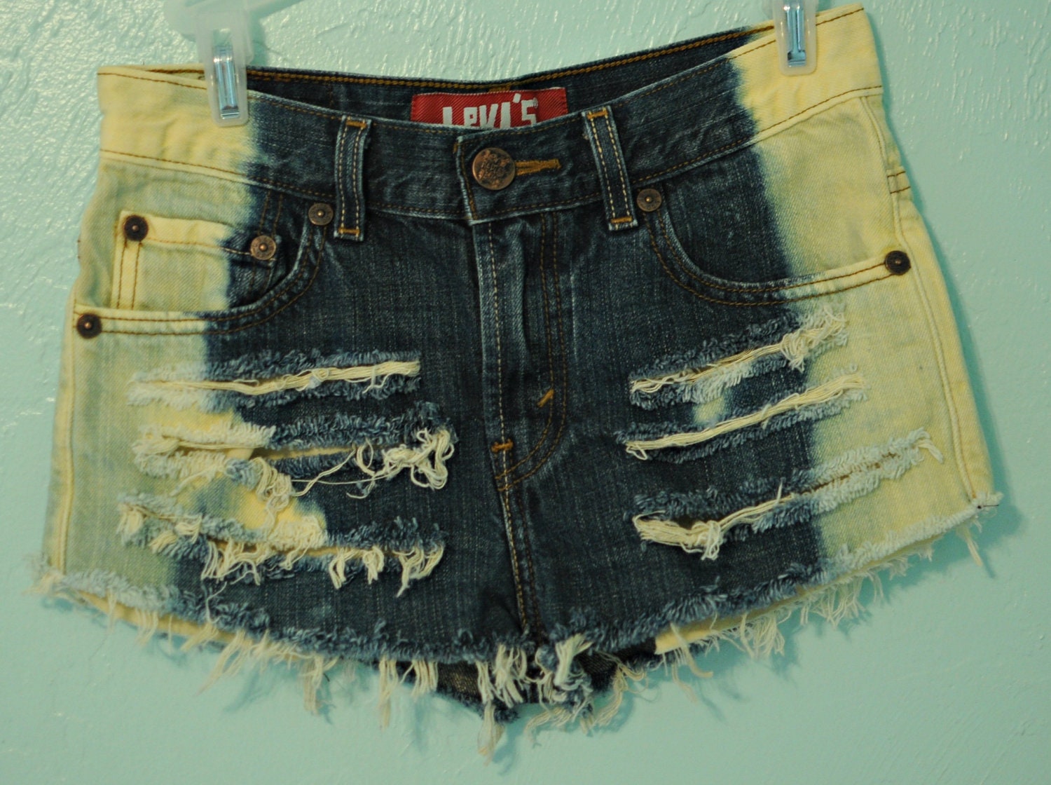 Vintage Levi Dip Dyed Denim High Waisted Shorts