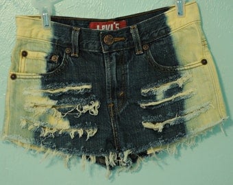 Vintage Levi Dip Dyed Denim High Waisted Shorts