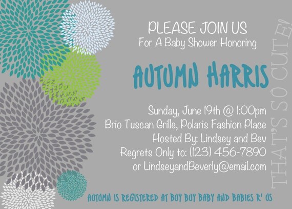 Bridal Shower/Baby Shower Invitation: Teal and Grey Il_570xn